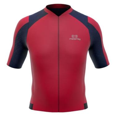 Imagem de Camisa de Ciclismo Masculina Márcio May Elite Vermelha com Azul Marinho