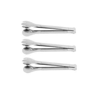 Imagem de Kit 3 Pegadores Pinça Longo Inox para Servir e Manusear Salada Aliment