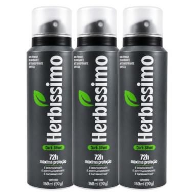 Imagem de Kit 3 Desodorante Herbíssimo Care Masculino Dark Silver 150ml - Dana