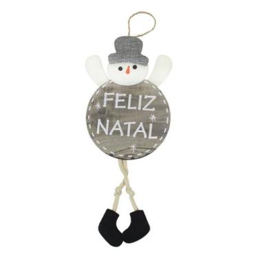 Imagem de Enfeite Árvore Natal Pendente Boneco De Neve Natalino 37cm - Genérico