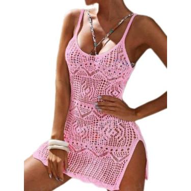 Imagem de Saida de praia vestidinho de tricot - VALERIAMODAPRAIA, Rosa chiclete,