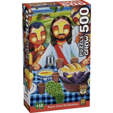 Imagem de Quebra-cabeça Cartonado Santa Ceia Nordestina 500 Peças Arte Eduardo Lima Grow