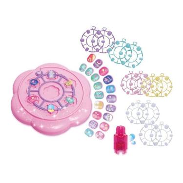 Imagem de Kit de Beleza Infantil Fashion Unha Mania Adesivo 81P com Strass e Ferramenta Auxiliar DM Toys