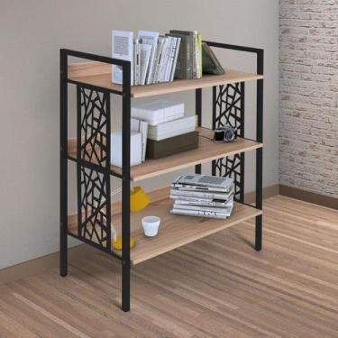 Imagem de Estante Baixa 76CMX96CM 3 Prateleiras Beta Preto/Fosco/Carvalho - Cipl