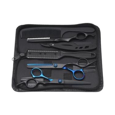 Imagem de Tesoura De Cabeleireiro Azul Em Aço Inoxidável Para Salão E Barbearia,