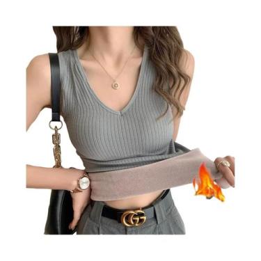 Imagem de Colete Térmico De Inverno Para Mulheres, V-neck, Sem Costura, Em Velud