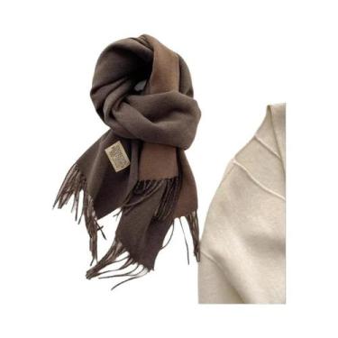 Imagem de Cachecol De Cashmere Dupla Face Quente Com Franjas Em Diferentes Cores