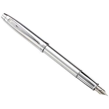 Imagem de Sheaffer 100 canetas-tinteiro cromadas escovadas com acabamento cromado e ponta fina