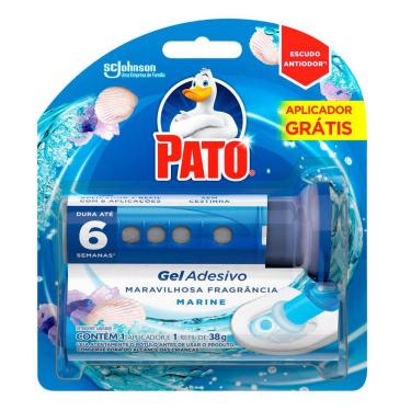 Imagem de Desodorizador Sanitário Pato Gel Adesivo Marine 38g Ganhe Aplicador
