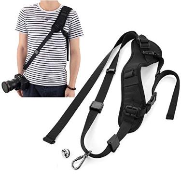 Imagem de WANBY Câmera profissional acolchoada alça de ombro alça alça de cinto de liberação rápida segurança preto design de neoprene para mulheres homens todas as câmeras DSLR Universal SLR, Shoulderband