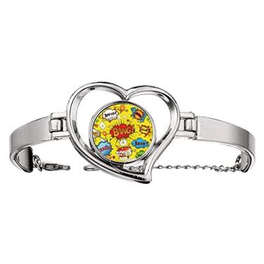 Imagem de N/A N/A Bracelete fashion Art Deco de diálogo Boom Joint Pulseira de arame para joias de coração, medium, metal