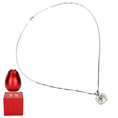 Imagem de Shanrya Caixa de presente de colar, caixa de colar de joias de mão de obra requintada multifunções de liga de alumínio, flor rosa combinando fácil para o festival de casamento