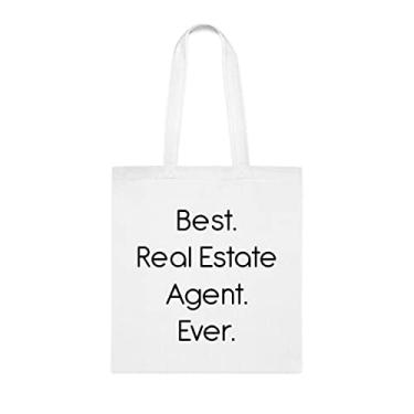 Imagem de Bolsa Tote Agente Imobiliário, Bolsa Best Real Estate Agent Ever (Melhor agente imobiliário, presente para agente imobiliário, bolsa de ombro para agente imobiliário, bolsas reutilizáveis, ideia de de Natal, Branco
