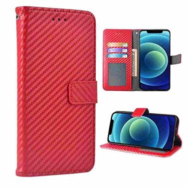 Imagem de MojieRy Estojo Fólio de Capa de Telefone for LG G4, Couro PU Premium Capa Slim Fit for LG G4, 1 slot de moldura de foto, 2 slots de cartão, EVITAR DANOS, vermelho