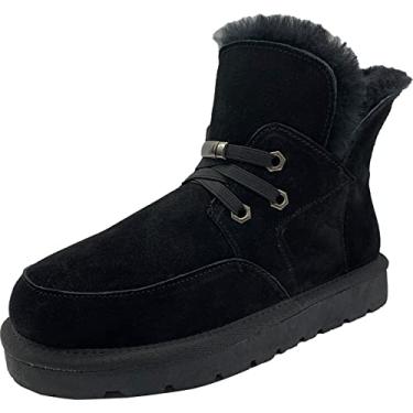 Imagem de ZEYIwearable Bota feminina de inverno Aguamarine de pele de carneiro genuína, Preto, 10