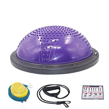 Imagem de Bola de treinador de equilíbrio, exercício de ioga abs meia bola de exercício para academia de ginástica em casa treinamento de fitness estabilidade, pode ficar de pé, sentar ou deitar(purple)