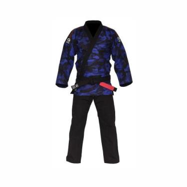 Imagem de Kimono Jiu-Jitsu Trançado Camuflado Azul Adulto Marca Aranha