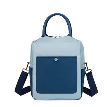 Imagem de Bestgift Bolsa isolante Lancheira de alumínio engrossado com uma alça de ombro transversal com alça de ombro transversal tamanho pequeno, Azul escuro, 30*25*15cm