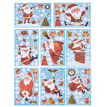 Imagem de 8 pe?as padr?es bonitos adesivos de boneco de neve de papai noel,Adesivos de natal, adesivos de janela de natal, para fazer cart?es, artesanato, envelopes e decora??es de natal, etiquetas autoad