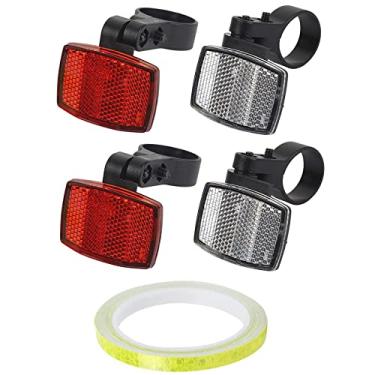Imagem de VICDUEKG 5 peças Kit de refletores dianteiros e traseiros de bicicleta refletor de bicicleta com fita refletiva refletores de aviso de segurança para guidão e selim andar à noite, vermelho e branco
