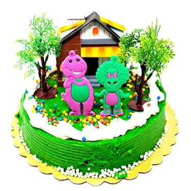 Imagem de Conjunto de topo de bolo Barney and Friends com Barney, o dinossauro e personagens amados BEC1