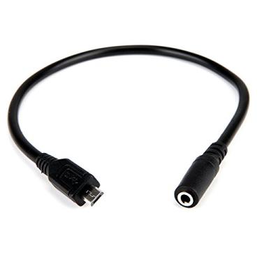 Imagem de ELEFA E1003 3,5 mm fêmea 3 polos áudio conector para Micro USB B 5 pinos macho cabo adaptador 1 ft