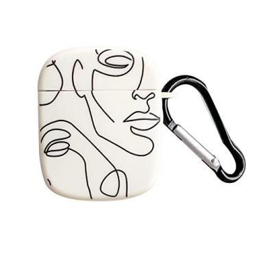 Imagem de Capa de fone de ouvido fofa compatível com Apple AirPods 2 e 1 capa com chaveiro moda arte abstrata design de linha de fone de ouvido de silicone caixa de carregamento para Apple Airpods 1/2 - branco