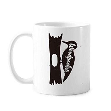 Imagem de Woodpecker Caneca de animal preta e branca cerâmica xícara de porcelana de café louça