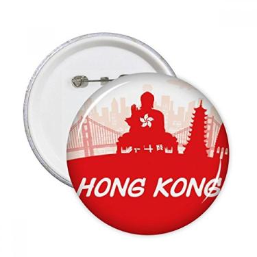 Imagem de Contorno vermelho China Hongkong pinos redondos crachá botão emblema decoração acessório 5 peças