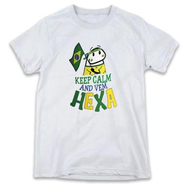 Imagem de 1 Camiseta Brasil Copa Bonequinho Flork Keep Calm And Vem Hexa Camisas