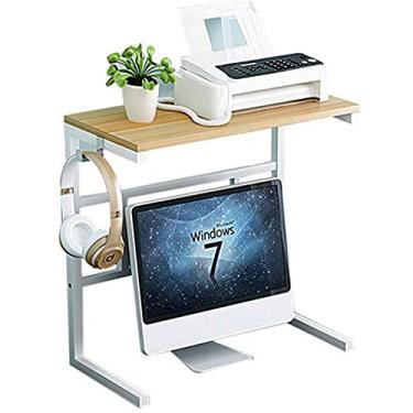 Imagem de KIZQYN Suporte de impressora para máquina de cópia de mesa exibição maior armazenamento teclado armazenamento oculto escritório multicamadas prateleira de áudio impressora de mesa suporte de mesa impressora de mesa (cor: latão)