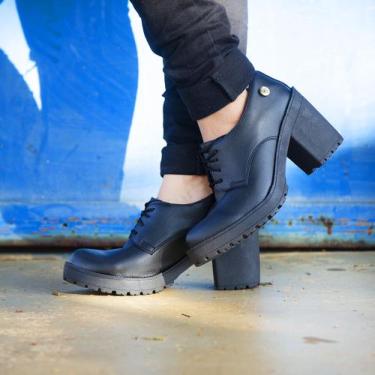 Imagem de Sapato Oxford Bota Coturno Feminino Salto Tratorado Cano Baixo - Grife