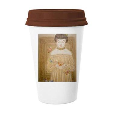 Imagem de Vestido de borboleta de beleza com pintura chinesa caneca de café copo de cerâmica