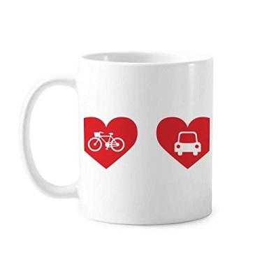 Imagem de Caneca de cerâmica com estampa de coração vermelho para carro de bicicleta xícara de porcelana de café
