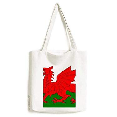 Imagem de Bolsa de lona com bandeira nacional de Wales da Europa, sacola de compras casual