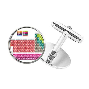 Imagem de DIYthinker Abotoaduras de botão com clipe de botão redondo para tabela periódica de cor succinct