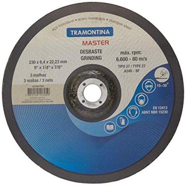 Imagem de Tramontina 42589009, Disco de Desbaste para Aço Inox 9, Produzido em Oxido de Alumínio, 6600 Rpm, 3 Telas