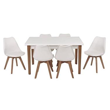 Imagem de Conjunto Mesa de Jantar Luiza 135cm Branca com 6 Cadeiras Leda - Branco