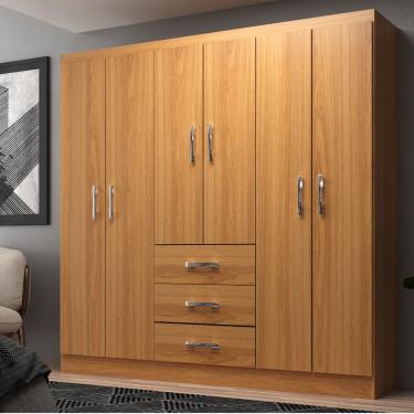 Imagem de Guarda Roupa Casal 6 Portas 3 Gavetas Servilha Evidência Móveis - Cinamomo