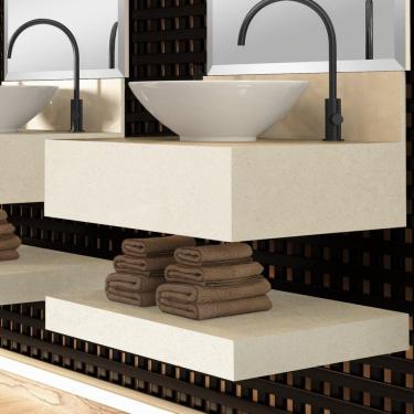 Imagem de Prateleira Porcelanato Técnico Polido para Banheiro 60cm Max Blu Bianco