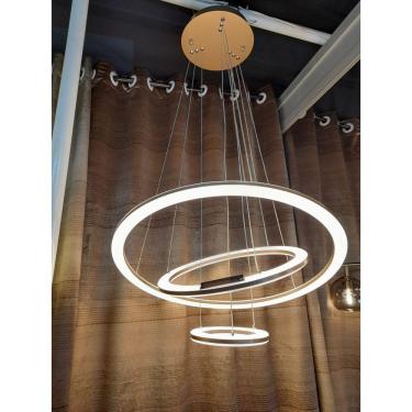 Imagem de Pendente 3 Anéis/ Argolas em metal Bronze Led 60w 3000k