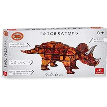 Imagem de Brincadeira de Criança Quebra-Cabeça 3D Dino Triceratops 52 Peças, Multicor