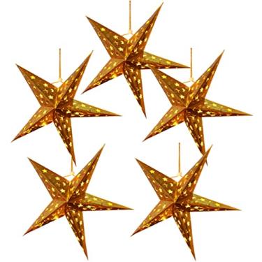Imagem de Valicclud — Lanterna de Estrela de Papel para Luz de LED 3D, Pentagrama Cintilante, Abajur para Festa de Casamento de Natal Decoração de Casa