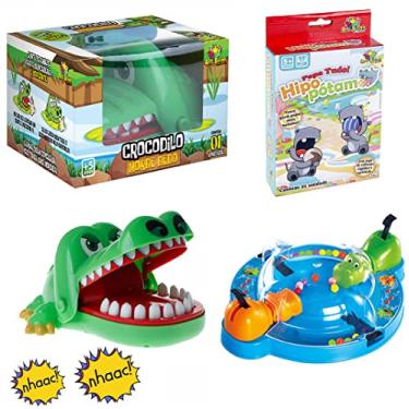 Imagem de Kit Jogo Crocodilo Croc Croc Morde Dedo + Jogo Hipopótamo Papa Tudo - Linha Premium M5 Armarinhos