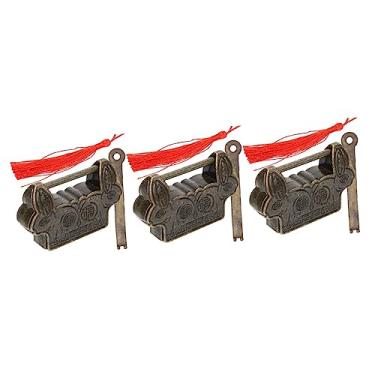 Imagem de Gadpiparty Caixa 3pcs Fechadura Retrô Mini Cadeado Trava De Caixa De Jóias Fechadura De Caixa De Madeira Fechadura De Caixa Antiga Fechadura De Metal Vintage Liga De Zinco