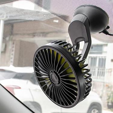Imagem de Ventilador de carro de 3 velocidades 360 ventiladores de mesa ajustáveis em toda a volta que sopram ar frio refrigerador USB para veículo escritório em casa com ventosa 12V/24v radiador silencioso, preto, 12 x 17 cm