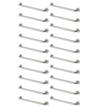 Imagem de Alça de Apoio 70cm Barra Inox Suporte Kit 20 Unidades Cadeirante Idoso Deficiente Box Banheiro Corrimao Acessibilidade Resistente Parede Segurança