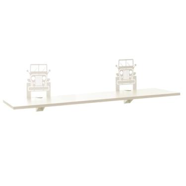 Imagem de Prateleira Decorativa Jeep, Cor Branco Microtextura com Madeira Branca, Metaltru