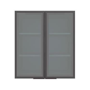 Imagem de Armário Aéreo Bartira Cristal MDP 15mm com 2 Portas com Vidro e 2 Prateleiras - 80cm de largura