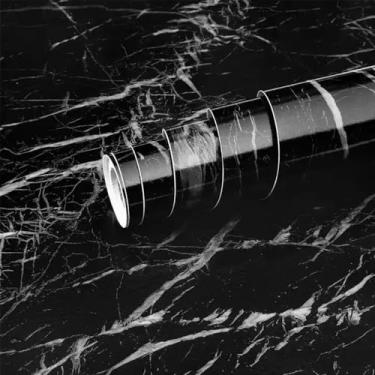 Imagem de Papel De Parede Moveis Bancadas Contact Adesivo Marmore Lavável 5 M X 60cm (Preto)